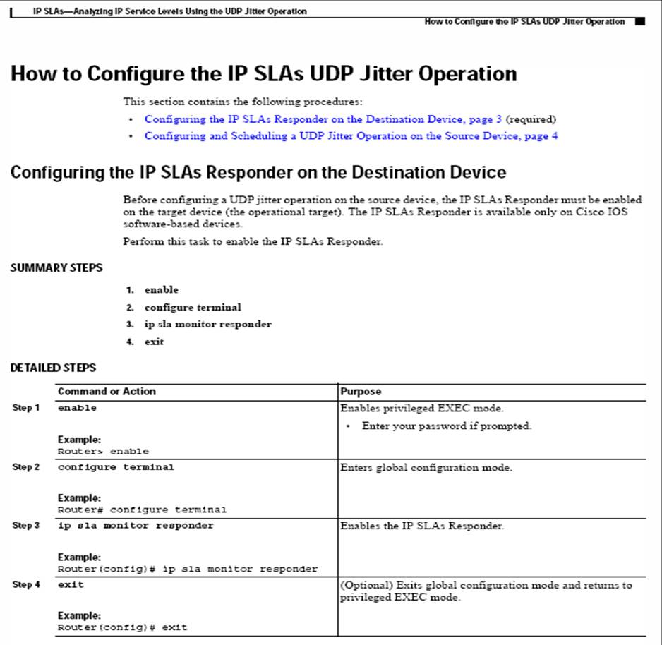 How to Configure the IP SLAs UDP Jitter Operation