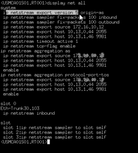 Huawei Netstream Configuration showing Sampling and Flow Aggregation