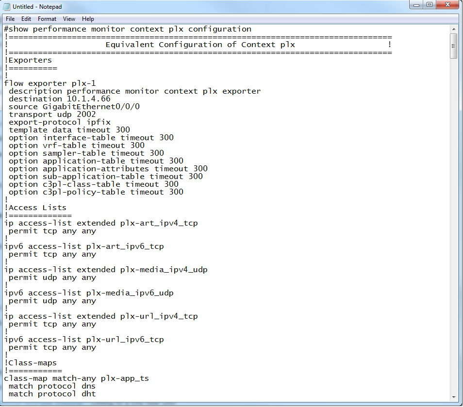 Cisco AVC NetFlow configuration