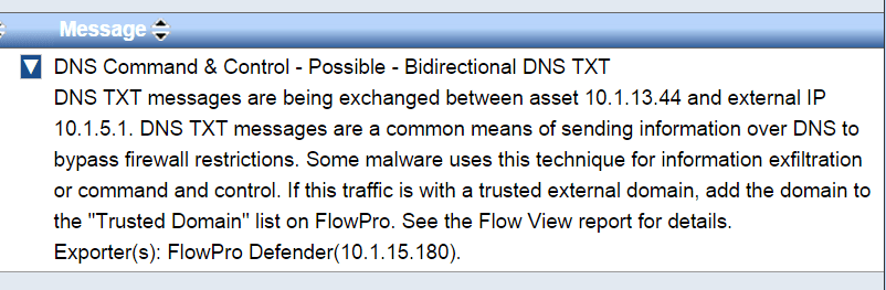 DNS command  & control event