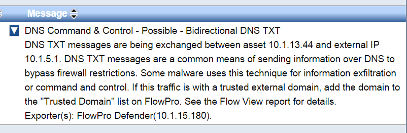 DNS command & control event