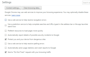 Google Chrome Prefetch settings