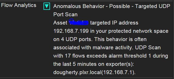 Internet threat detected udp scan