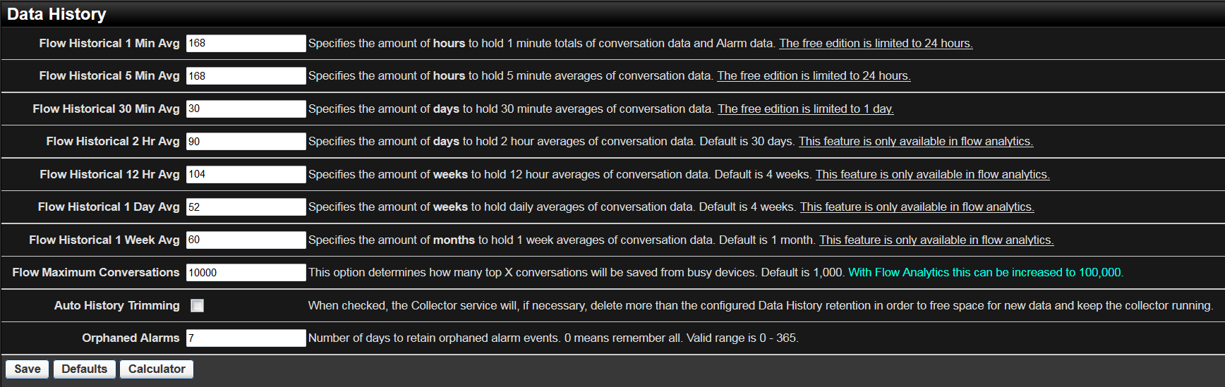 Configurable Data History