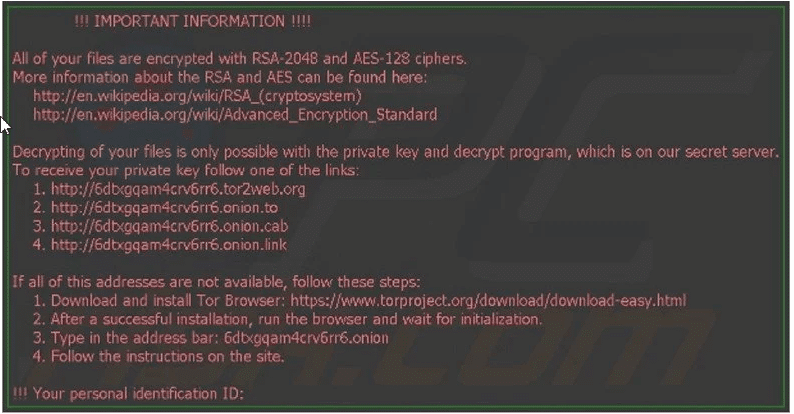 Locky - Ransom notification