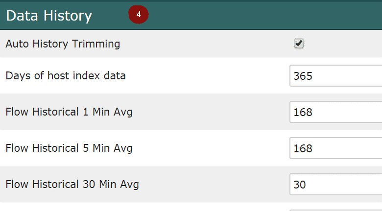 Data retention settings in Scrutinizer