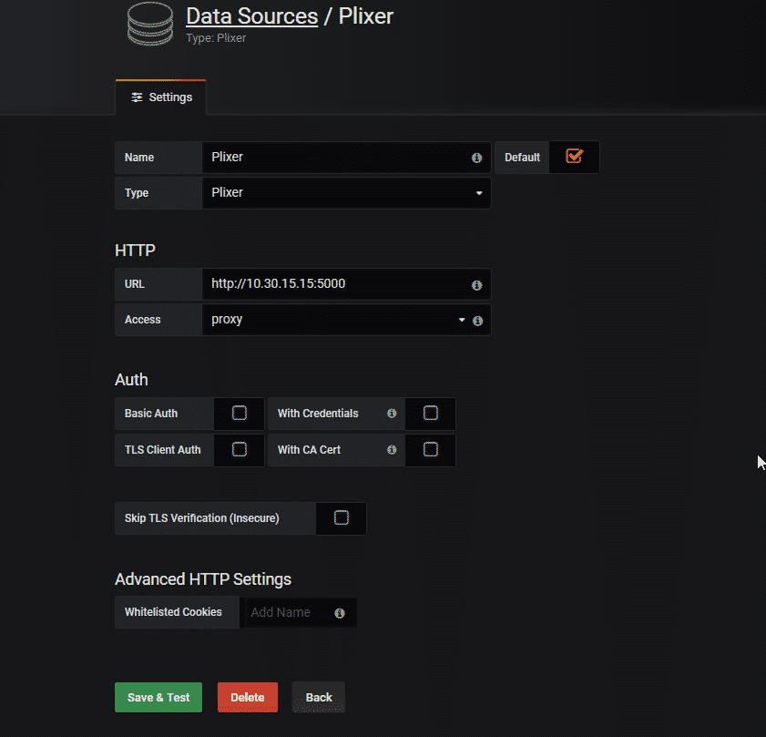 Plixer Data Source Form