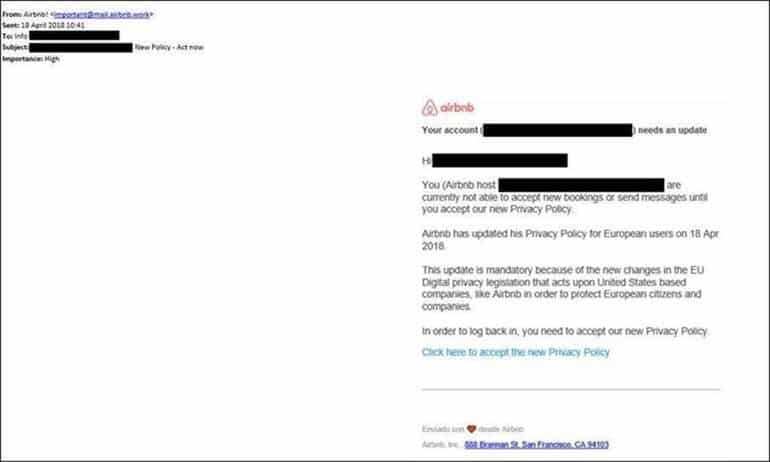Fake Airbnb email
