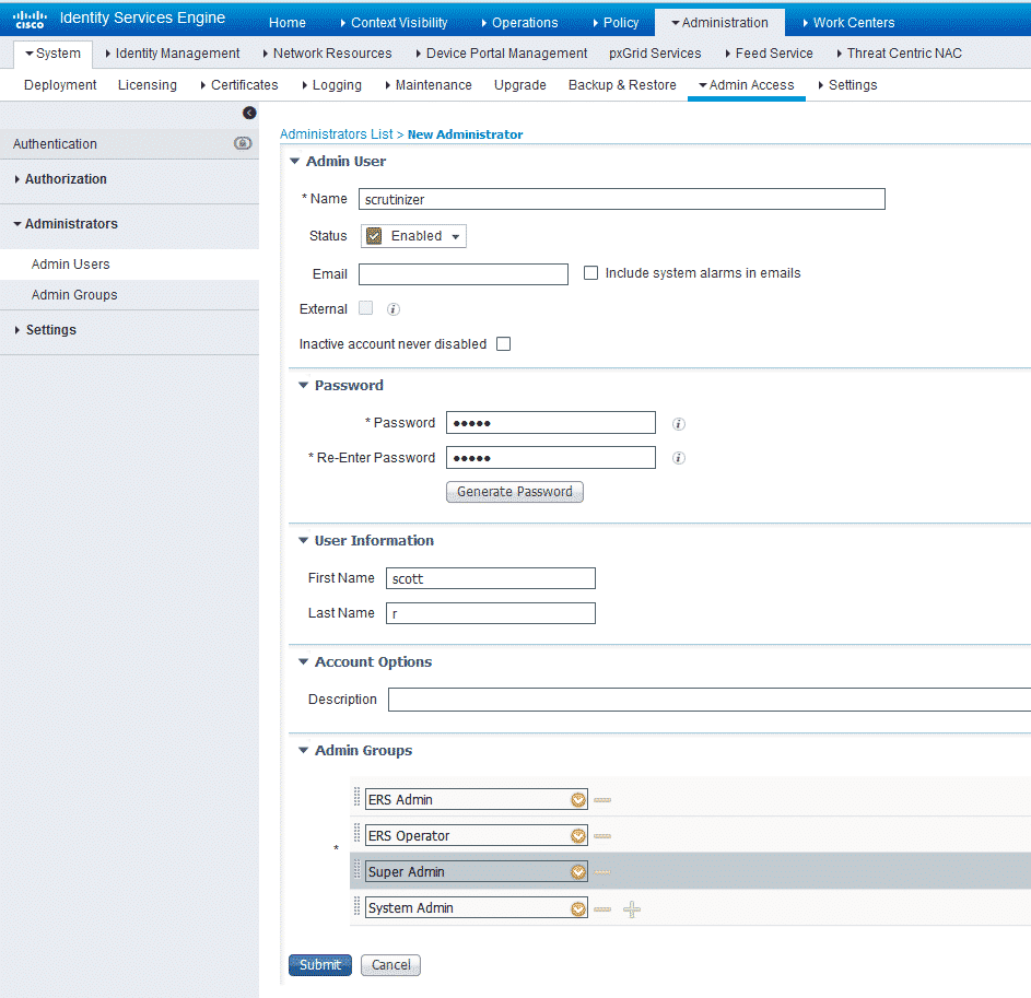 Cisco ISE - Add an Admin User