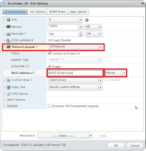 Select network adapter