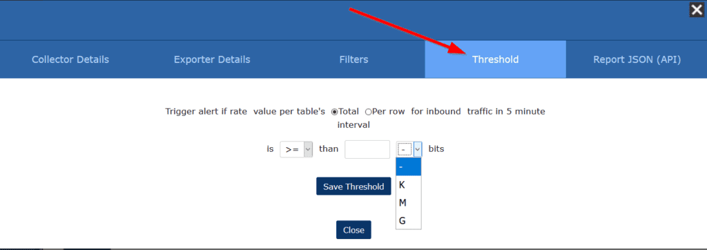 Threshold tab in Scrutinizer