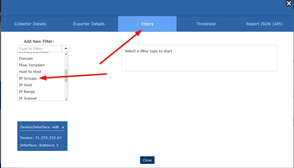 IP Group filter in Scrutinizer