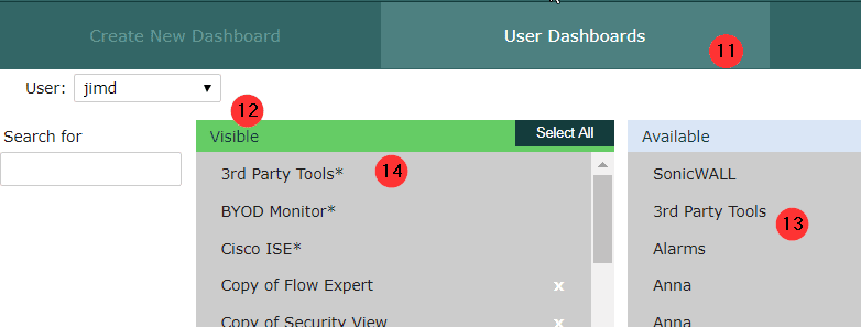 Add Dashboards to User Profile