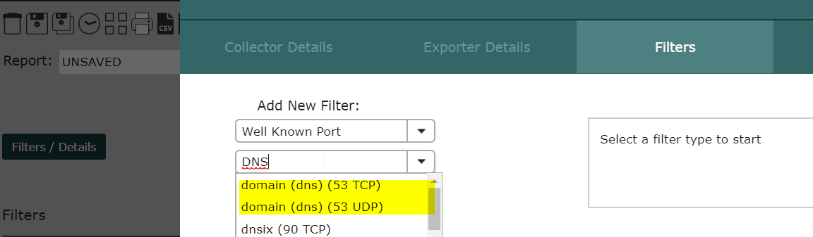 Scrutinizer: Filter for DNS traffic