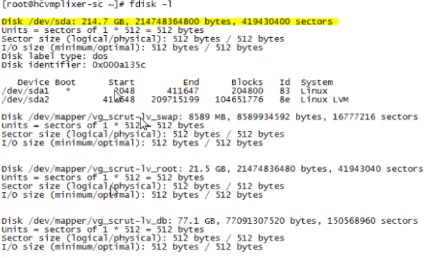 Expanding Scrutinizer's disk--verify available disk space