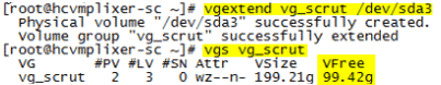 Using vgs to show the volume group