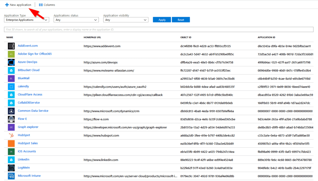 Azure AD new application