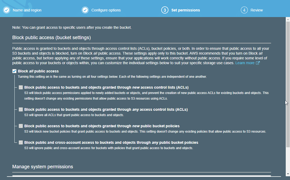 AWS: Select permissions