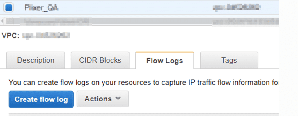 AWS: Create flow log