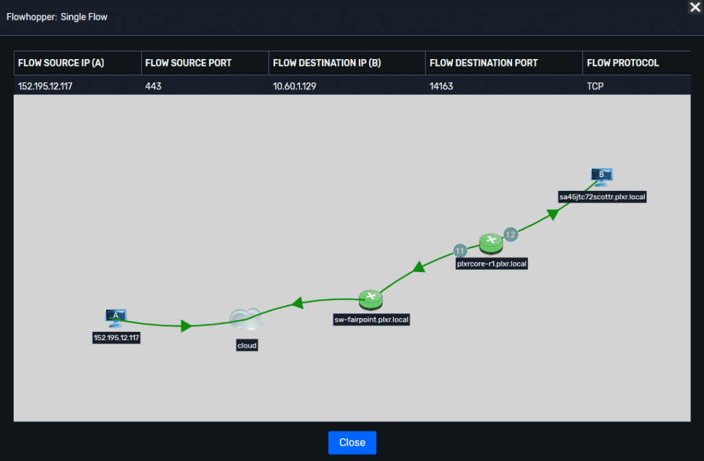 Show a single flow from endpoint to endpoint