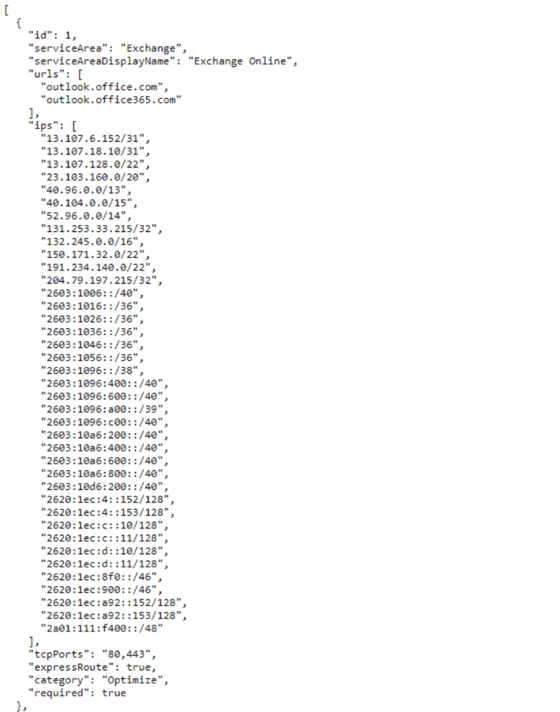 Microsoft O365 IP address