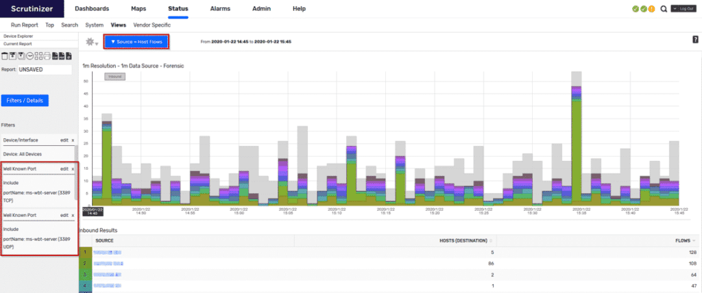 Source > Host Flows report in Scrutinizer