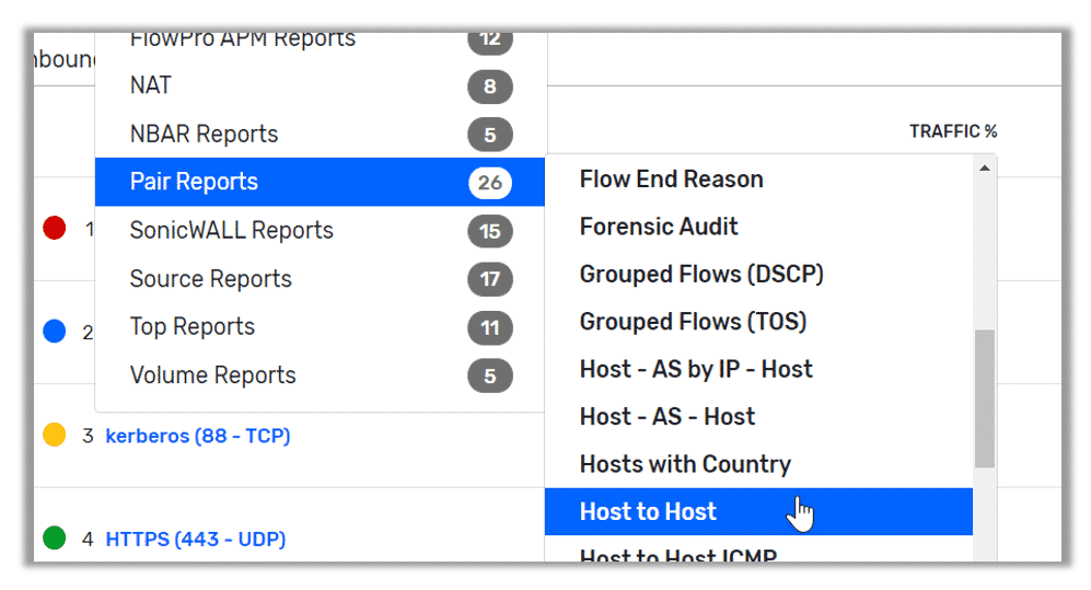 Pair reports > Host to Host report
