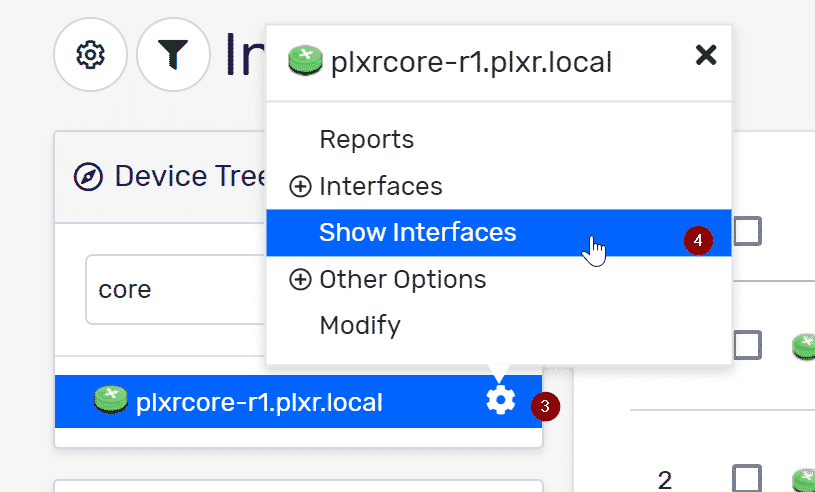 Scrutinizer show interfaces for device