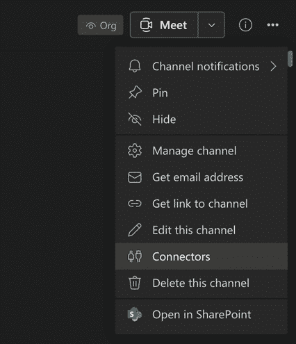 Microsoft Teams ellipsis menu