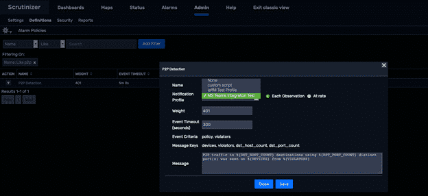 Scrutinizer Alarm Policies