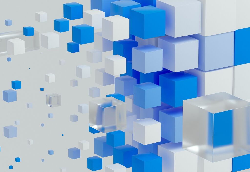 Random data points coalesce into a single object, representing network observability