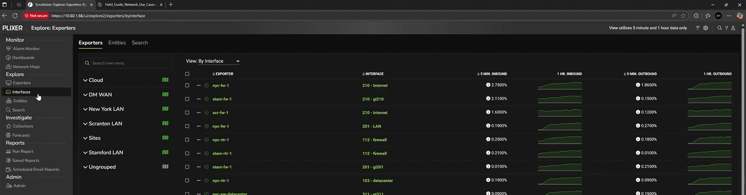 Interface Report in Plixer One
