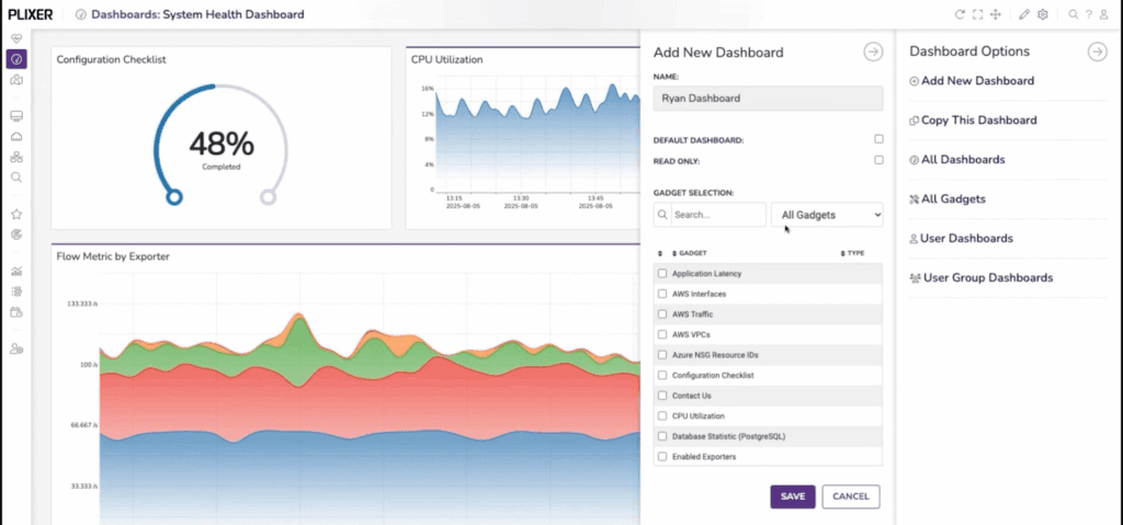 Adding a new dashboard in Plixer One