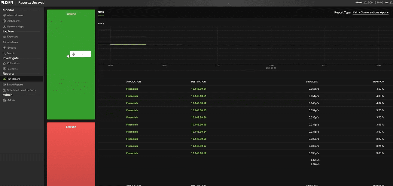 Dragging a host to the filter in Plixer One