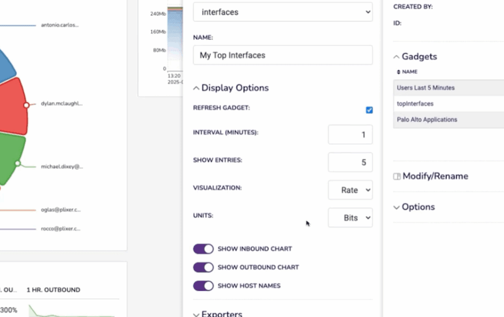 Dashboard display options