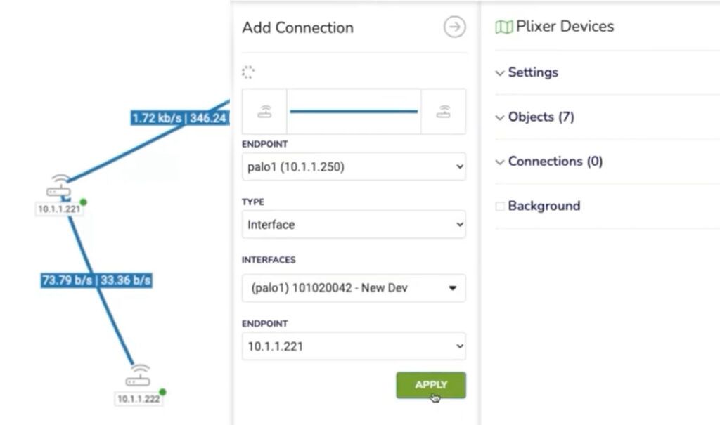 Adding a connection to a Plixer One network map