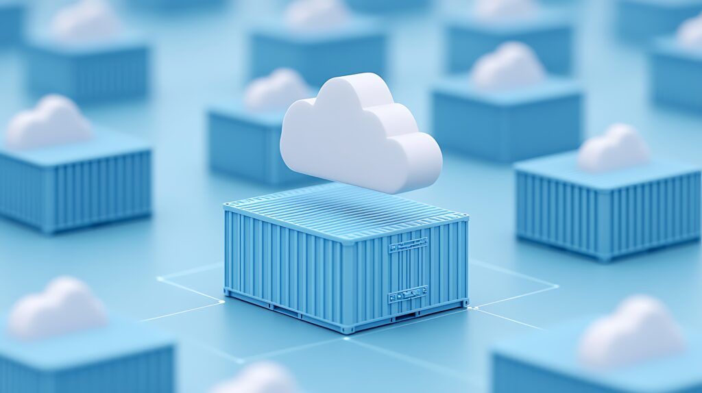 Cloud computing and containerization concept image