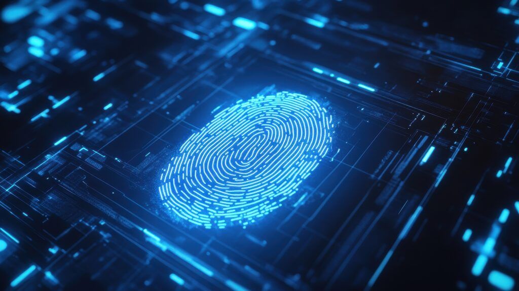 A thumbprint left in a digital environment, representing threat investigation