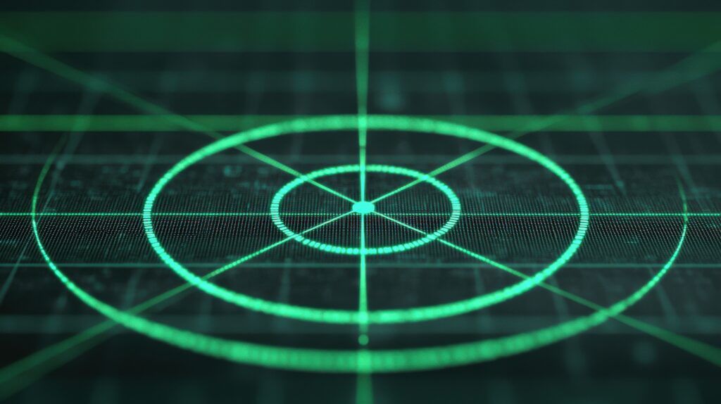 Radar scans a digital network, representing flow-based threat hunting